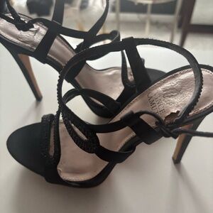 Vince Camuto Black Heeled Sandal with Rhinestones